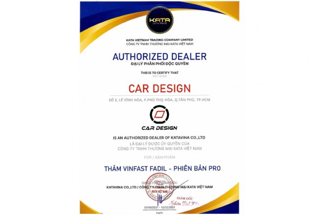 KATAVINA – Car Design hợp tác phân phối độc quyền thảm lót sàn VinFast Fadil phiên bản KATA PRO